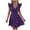 Purple, variant on Lovskoo 2024 Women's Summer Dress Floral V Neck Smocked Waist Ruffled Short Sleeve A Line Short Mini Dress Blue L