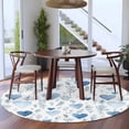 thumbnail image 3 of Round Area Rug 5 Ft, Valentine's Day Blue Washable Non-Slip Circle Carpet for Living Room/Bedroom, Spring Love Leaves Botanical Low-Profile Runner Mats Collection Rugs for Indoor, 3 of 8