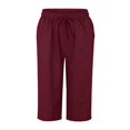 thumbnail image 5 of Delayuji Womens Sweatpants Knee Length Short Pants Ladies Loose Drawstring Casual Solid Color Shorts Fleece Lined Pants Women Red L, 5 of 9