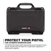 Nanuk 909 Waterproof Professional Classic Pistol/Gun Case, Military Approved with Custom Insert - Black