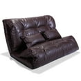 thumbnail image 6 of Veryke Folding Floor Sofa Bed with 2 Pillows, PU Leather Adjustable Gaming Lounge Chair - Brown, 6 of 13