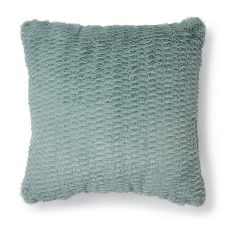 Mainstays Dean Fur Decorative Throw Pillow, 18" x 18", Teal