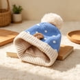 thumbnail image 5 of Wilark Toddler Christmas Hat with Pom Pom Warm Knitted Cute Winter Kids Festival Hat Blue 1-4 T, 5 of 7
