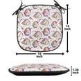 thumbnail image 5 of Unicorn Party Chair Seating Cushion Set of 4, Cartoon Pattern with Colorful Maned Horn Horse and Ice Creams, Seat Pads for Office with Anti-slip Backing, 16"x16", Multicolor, by Ambesonne, 5 of 7