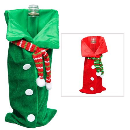 Bottle Top Bags - Velour Holiday Shirt Bottle Gift Bags