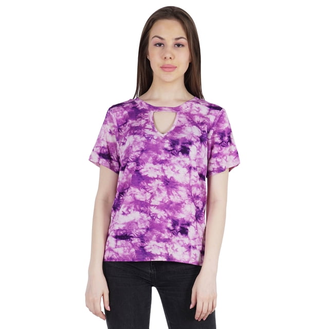 Moomaya Haut Imprimé pour Femmes T-shirt Décontracté Extensible Jersey Haut Manches Courtes Blouse