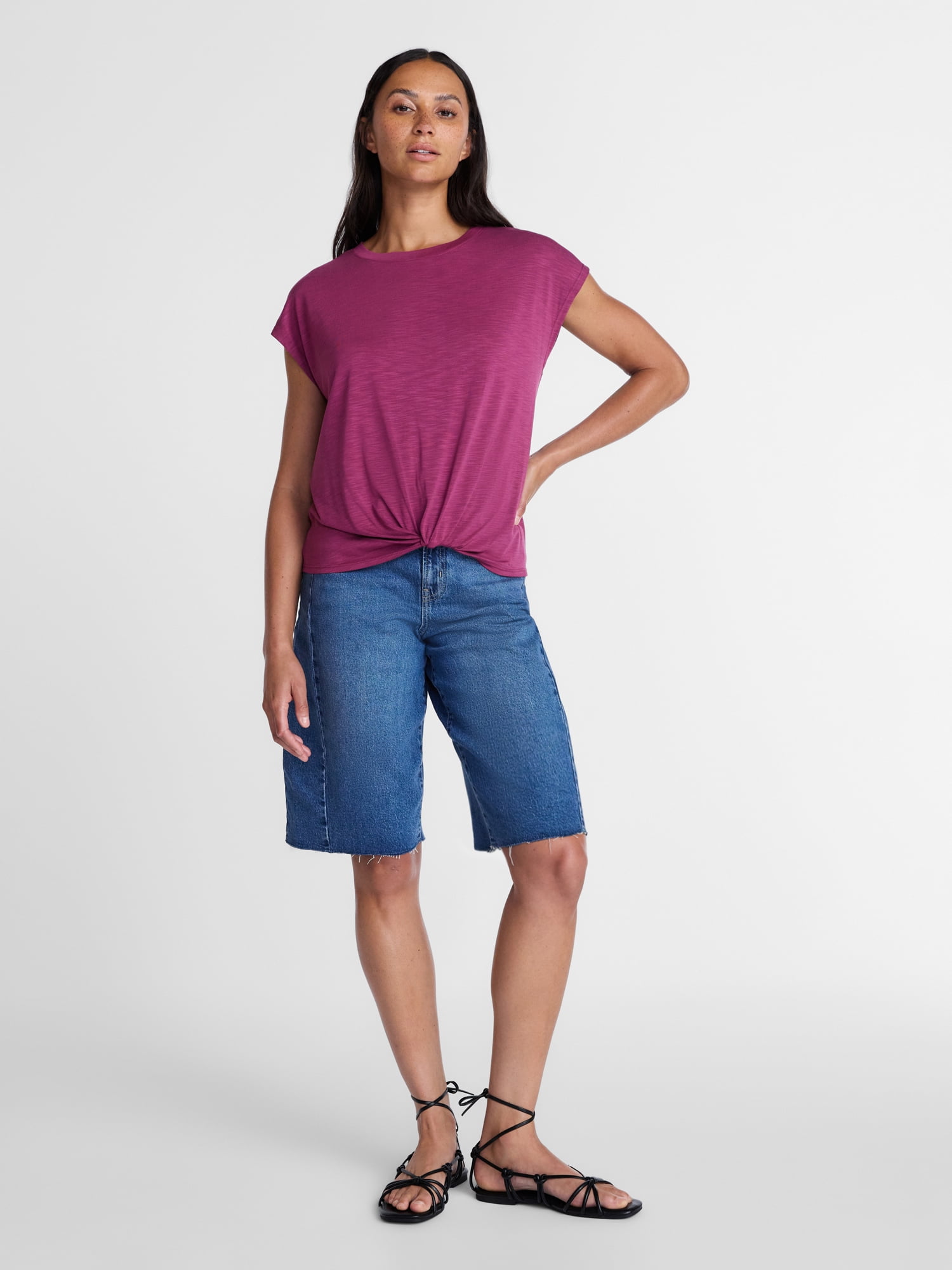 Time and Tru Women's Twist Front Top, Sizes XS-XXXL