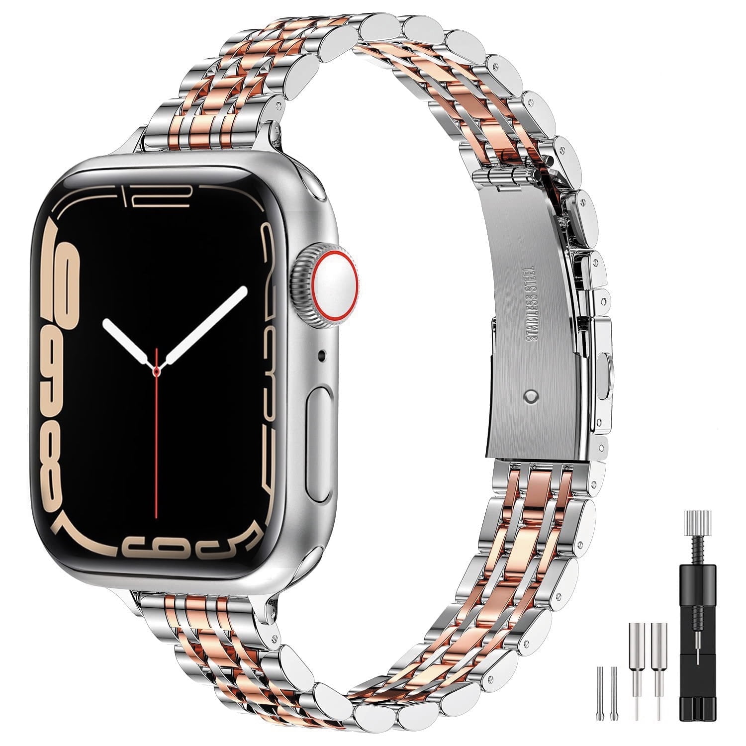 TNYXORIX Slim Watch Band Compatible with Apple Watch Bands 38mm 40mm 41mm 42mm 44mm 45mm 46mm 49mm Women Men Metal Stainless teel Watchband Suitable for iWatch Series 10/9/8/7/6/5/4/3/2/1/SE