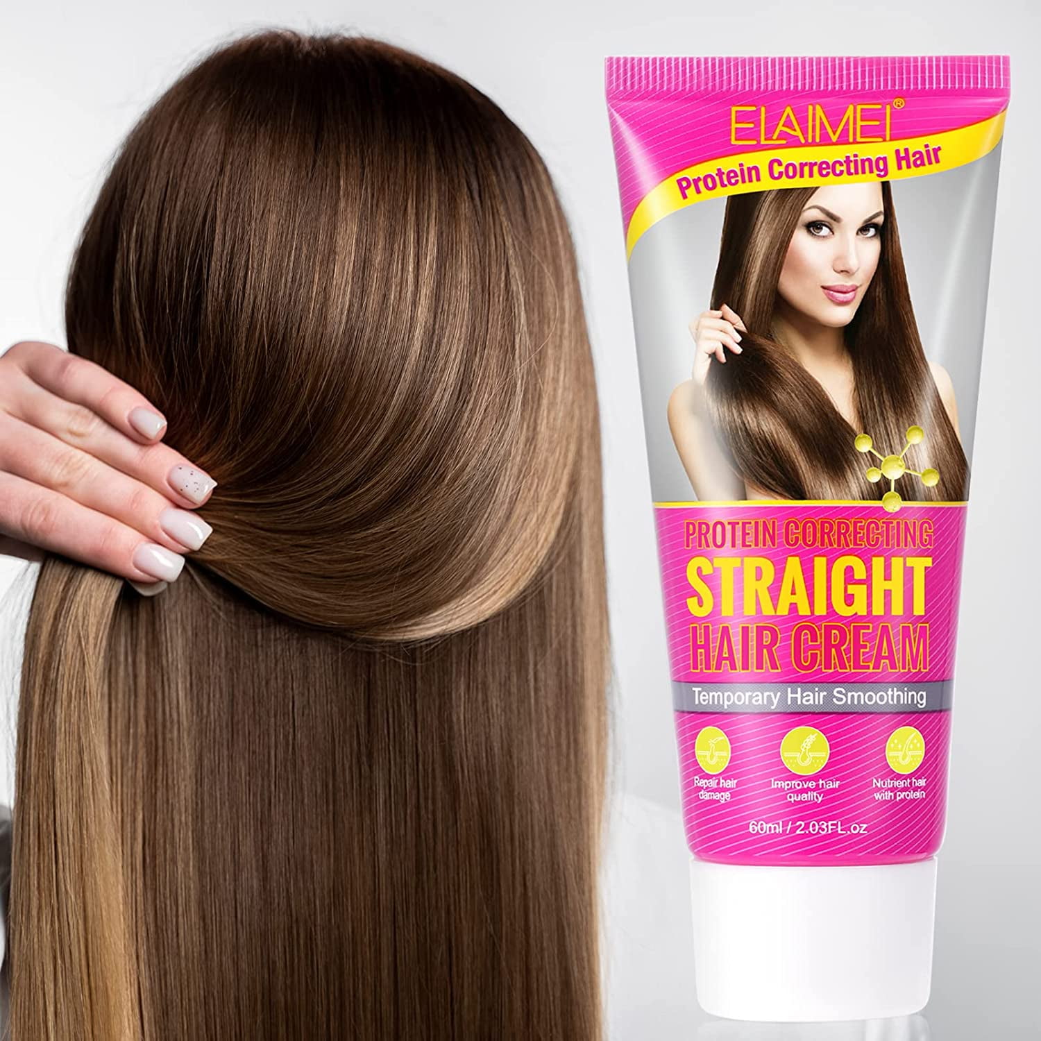 2pcs Protein Correcting Hair Straightener Cream, Silk & Gloss Hair