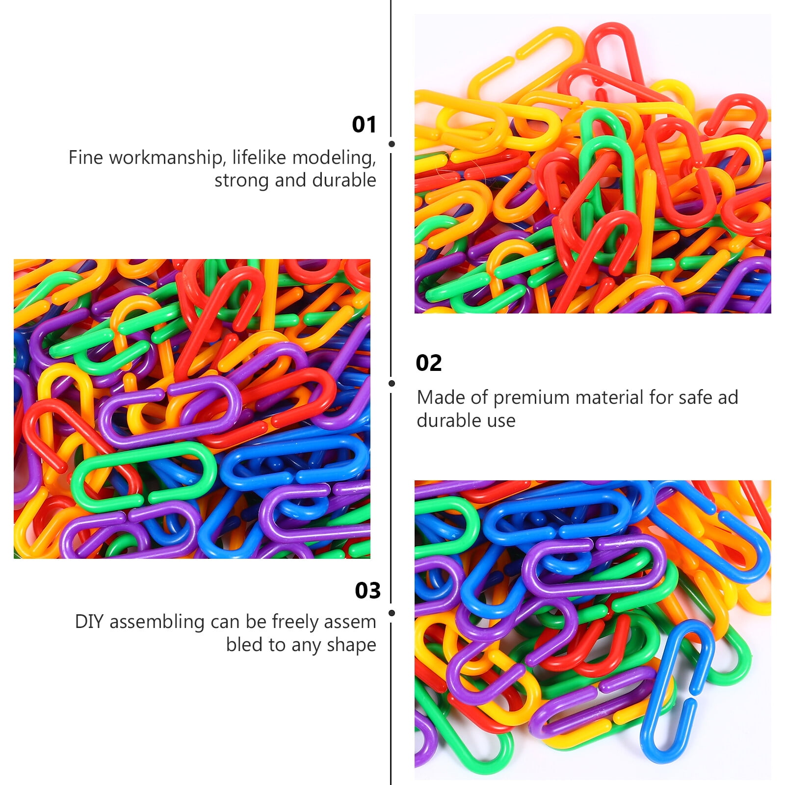 Feelfly Plastic Hooks Chain Links, 400 Pcs Rainbow Indonesia