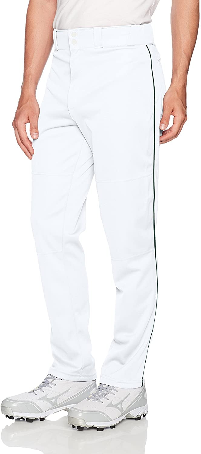 Wilson Men's Classic Relaxed Fit Piped Baseball Pant, White/Dark Green