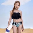 thumbnail image 2 of QNANSPI Girls Swumsuit Set, Casual Beach Swimwear, Kids Tropical Print Two-Piece Bathing Set for Youth Girls UPF Protection Beach Pool Summer Vacation 2 Pieces, 2 of 4