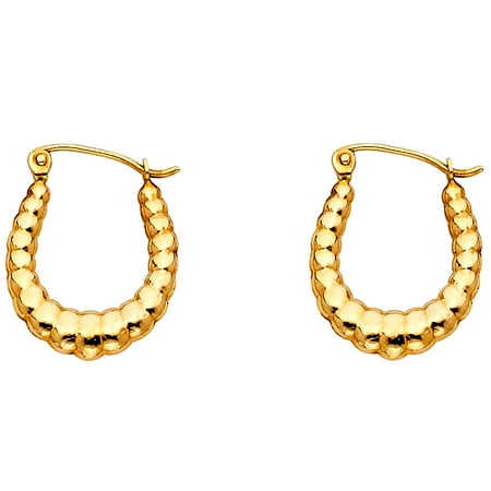 14k Yellow Gold Oval Shrimp Hoop Earrings Hollow French Lock 14k Yellow Gold Oval Shrimp Hoop Earrings Hollow French Lock Polished Fancy Genuine Solid 18 X