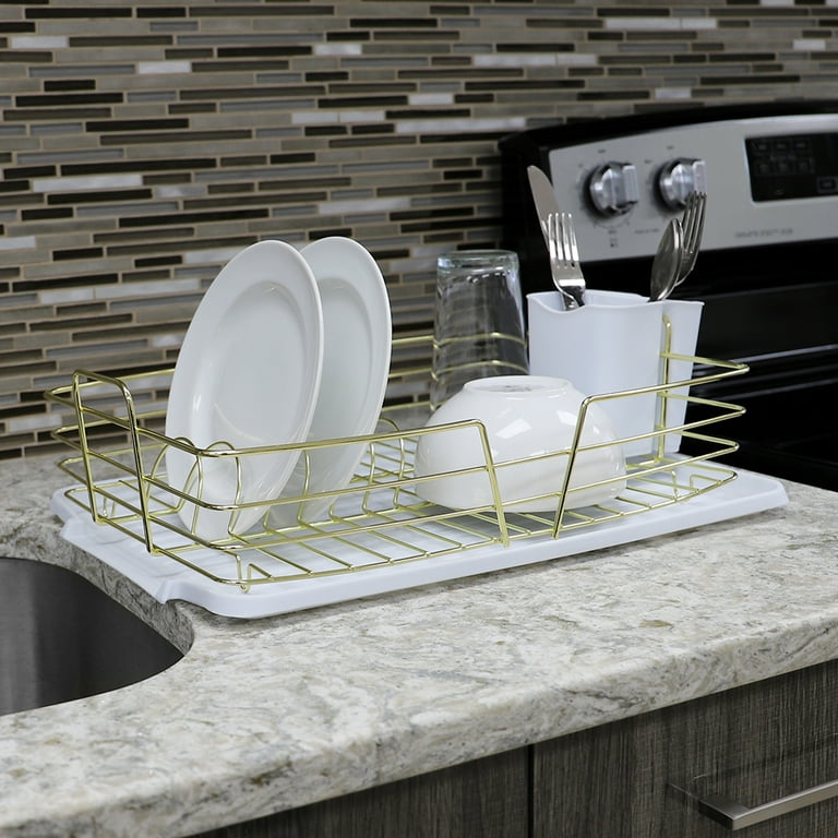 Michael Graves Design Deluxe Dish Rack with Gold Finish Wire and
