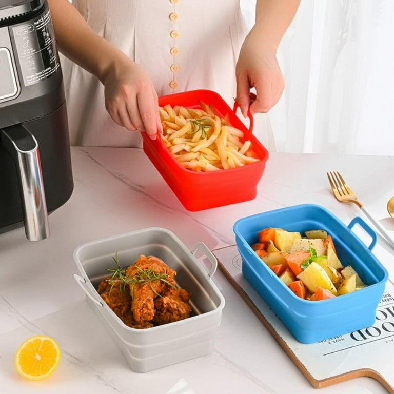 Air Fryer Oven Baking Tray Silicone Tray Fried Chicken Pizza Mat Oilless  Silicone Pan Air Fryer Accessories