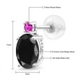 thumbnail image 5 of Gem Stone King 14k White Gold Black and Pink Sapphire Earrings for Women (3.48Cttw, GemstoneSeptember Birthstone, Oval 8X6MM, Round 2.5MM), 5 of 5