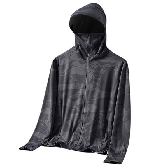 Mens Lightweight Jackets with Hood, Sun Protection Outdoor Full Zip Hoodie Jackets Unisex Long Sleeve Hiking Thin Coat with Pockets Dark Gray M