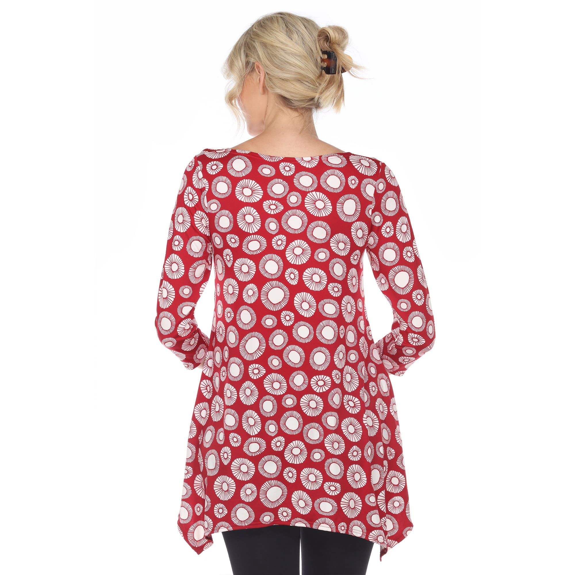 White Mark Women's Printed Geometric Circle Tunic Top