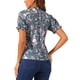thumbnail image 3 of BLUSA FLORES CON VOLANTES DE INSPIRE CHIC para Mujeres, Manga Corta, Cuello con Volantes, Blusas Casuales XS Azul Polvoriento, 3 of 5