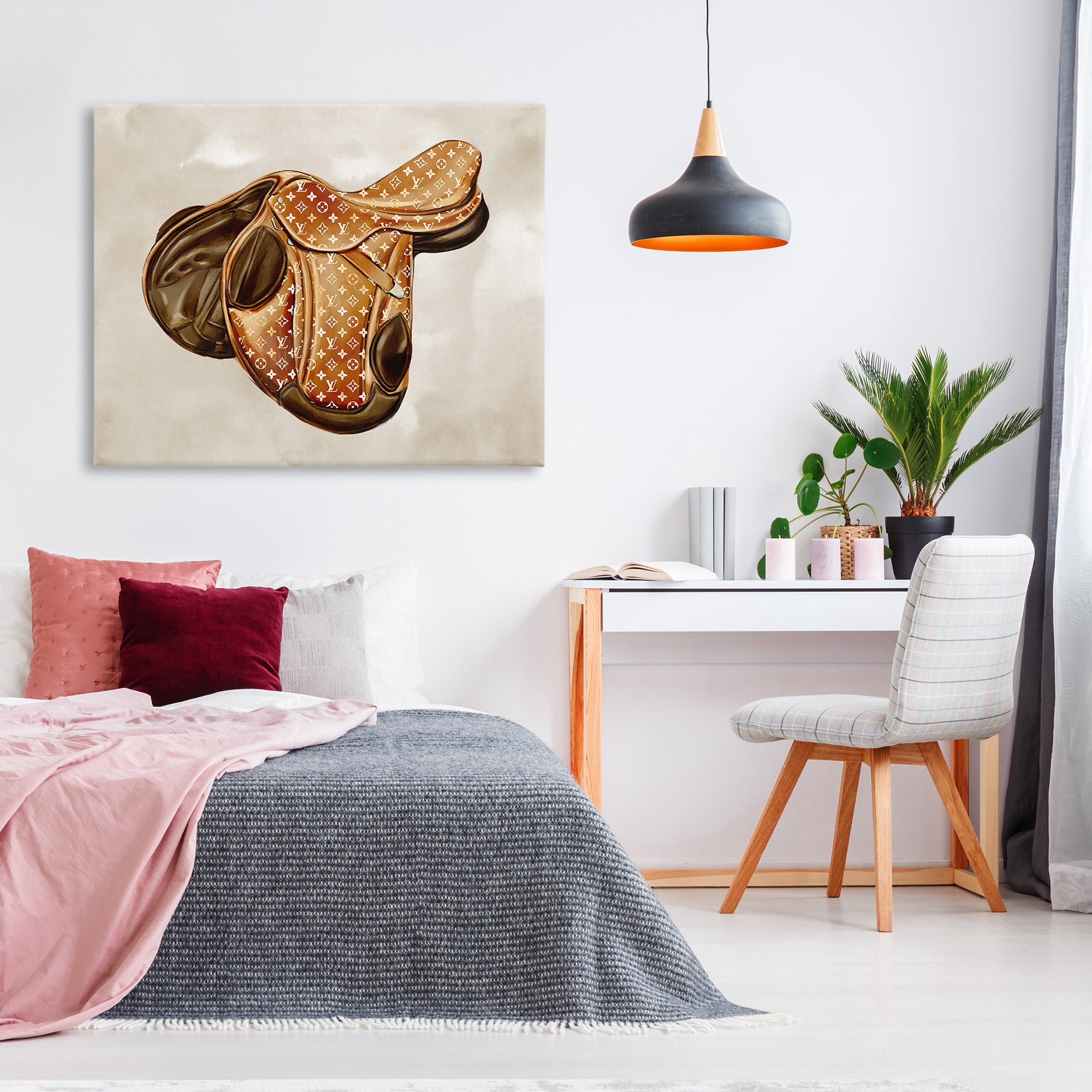 Stupell Industries Designer Horseback Saddle Beauty & Fashion Painting Gallery Wrapped Canvas Art Print Wall Art, 48 x 36
