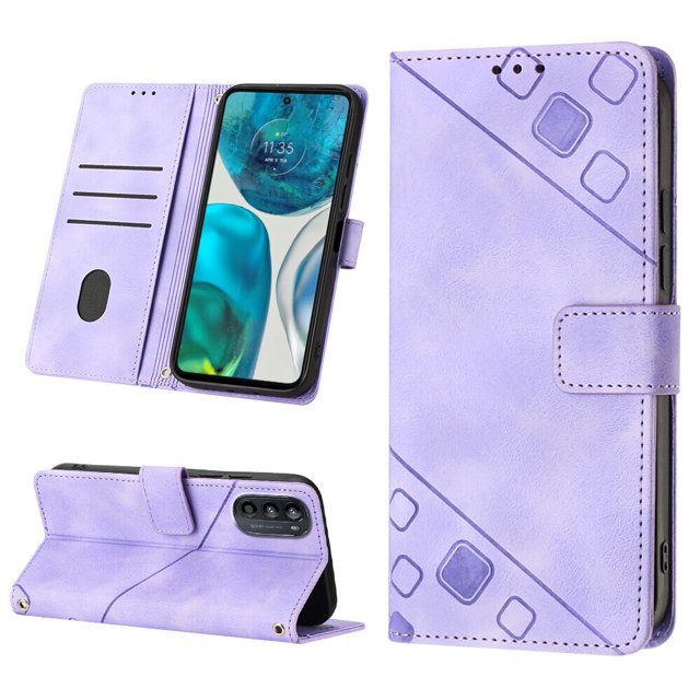 Compatible with Motorola Moto G52 Classic Embossed PU Leather Case with Card Holder Shockproof Cover