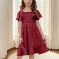 thumbnail image 5 of Girls Summer Dress Short Sleeve Girls Casual Dresses Smocked Embroidered Girls Beach Dresses for 8-9 Years Girls, 5 of 8