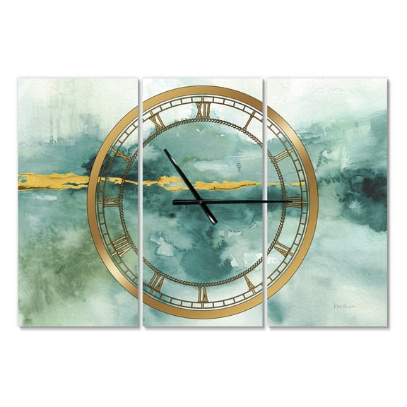 Designart 'Blue Watercolor Impression with Gold' Traditional Wall Clock