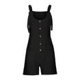 thumbnail image 4 of Huanyaaa Short Rompers for Women Summer Casual Button Rompers Overalls Jumpsuit Shorts Button Rompers Strapless Jumpsuits for Women Lace Ripple Romper off One Shoulder Tops for Women Turtle Neck Long, 4 of 4