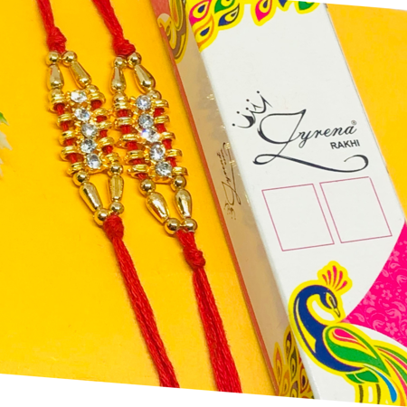 WhopperIndia Set of Two Rakhi, 7 Stone Rakhi Thread, Raksha bandhan Gift for Your Brother, Redcolor Thread. Color Vary and Multi Design