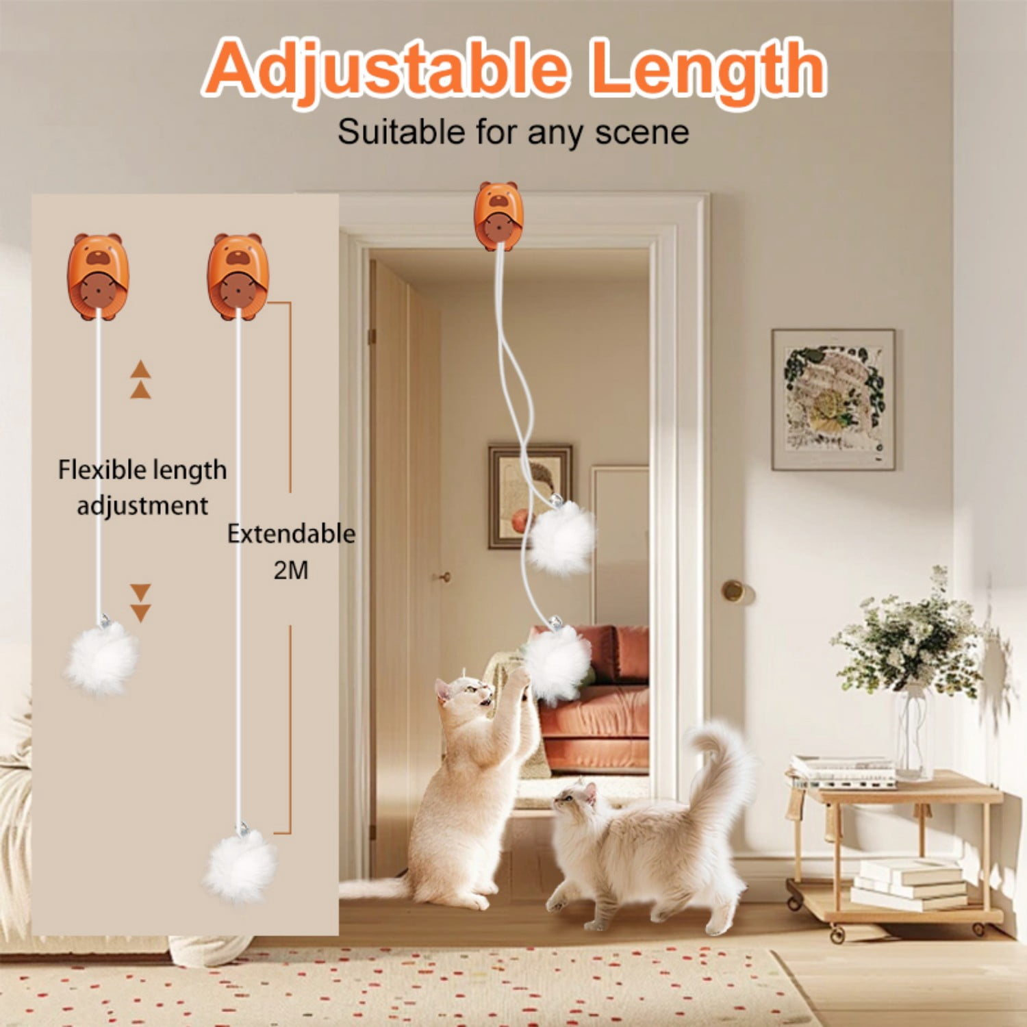 JDMEOPD Interactive Cat Toys for Indoor Cats,Automatic Hanging Electric Cat Teaser Irregular Jumping,USB Rechargeable Durable Safe Hanging Toy for Bored Multi Cats Households