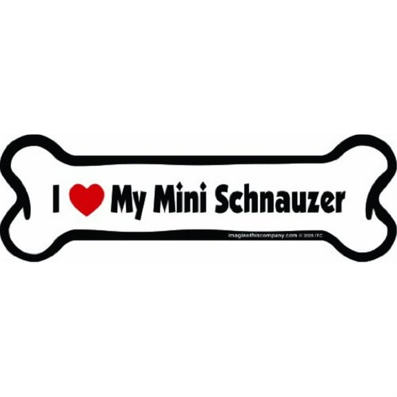 imagine this bone car magnet, i love my mini schnauzer, 2-inch by 7-inch