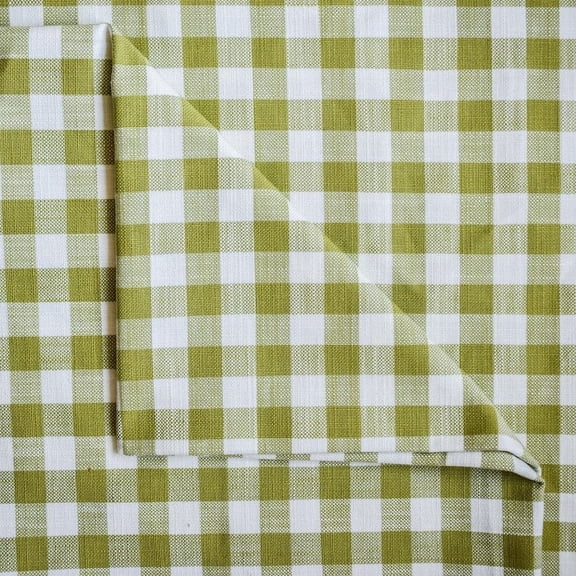 Fabric Mart Direct Chartreuse Gingham Checks Cotton Fabric By The Yard, 10 Continuous Yards 55 inch or 140 cm Width, Woven Upholstery Fabric, Shower Curtain Fabric, Wholesale, Pure Cotton Fabric