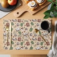thumbnail image 2 of Tan Coffee Placemats Set of 8, Vintage Latte Cafe Books Leaves Flowers Theme Placemats for Dining Table, Place Mats for Kitchen Tabletop, Waterproof Wipeable Dining Table Mats Set, 2 of 9