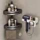 thumbnail image 4 of Organizador de pared plegable para secador de pelo | Capacidad de carga universal de 2 kg | Montaje adhesivo sin taladrar | Soporte para secador de pelo de baño que ahorra espacio con gancho, 4 of 5