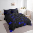 thumbnail image 3 of Homewish Fashion Square Honeycomb Twin Bedding Sets 7-Piece for Teen, Neon Gradient Abstract Bedding Comforter Set, Blue Checkered Reversible Sheet Sets, Ultra Soft Bedroom Decor, 3 of 7