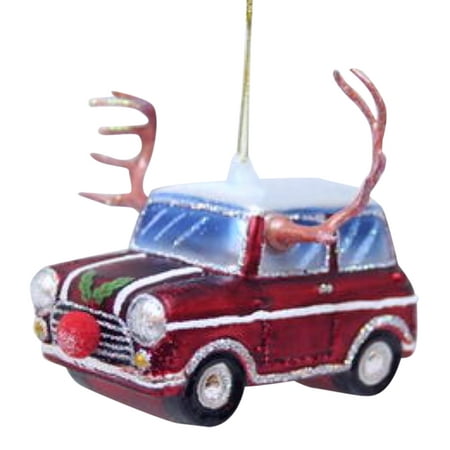car with reindeer antlers and red nose glass christmas car with reindeer antlers and red nose glass christmas