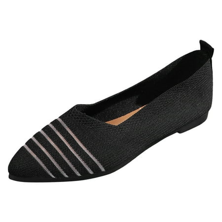 

Krdevn Shoes for Women Walking Shoes Women Casual Colorblocking Mesh Breathable Shallow Mouth Pointed Toe Flat Shoes Single Shoes Soybean Shoes Casual Shoes -Black 42