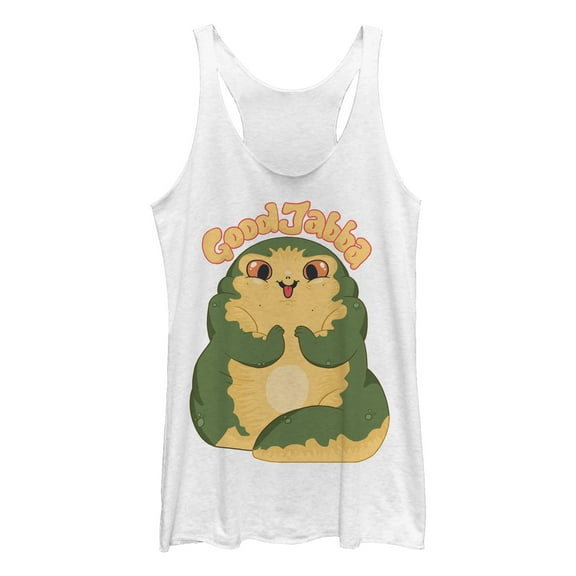 Women's Star Wars Good Jabba the Hutt Cartoon  Racerback Tank Top White Heather Small