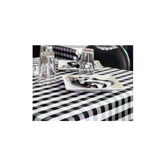 Table Cloth 36"x36" Fabric 6 oz. 100% Polyester Filament Milliken USA "Visa Check" BLACK 3/ Pack