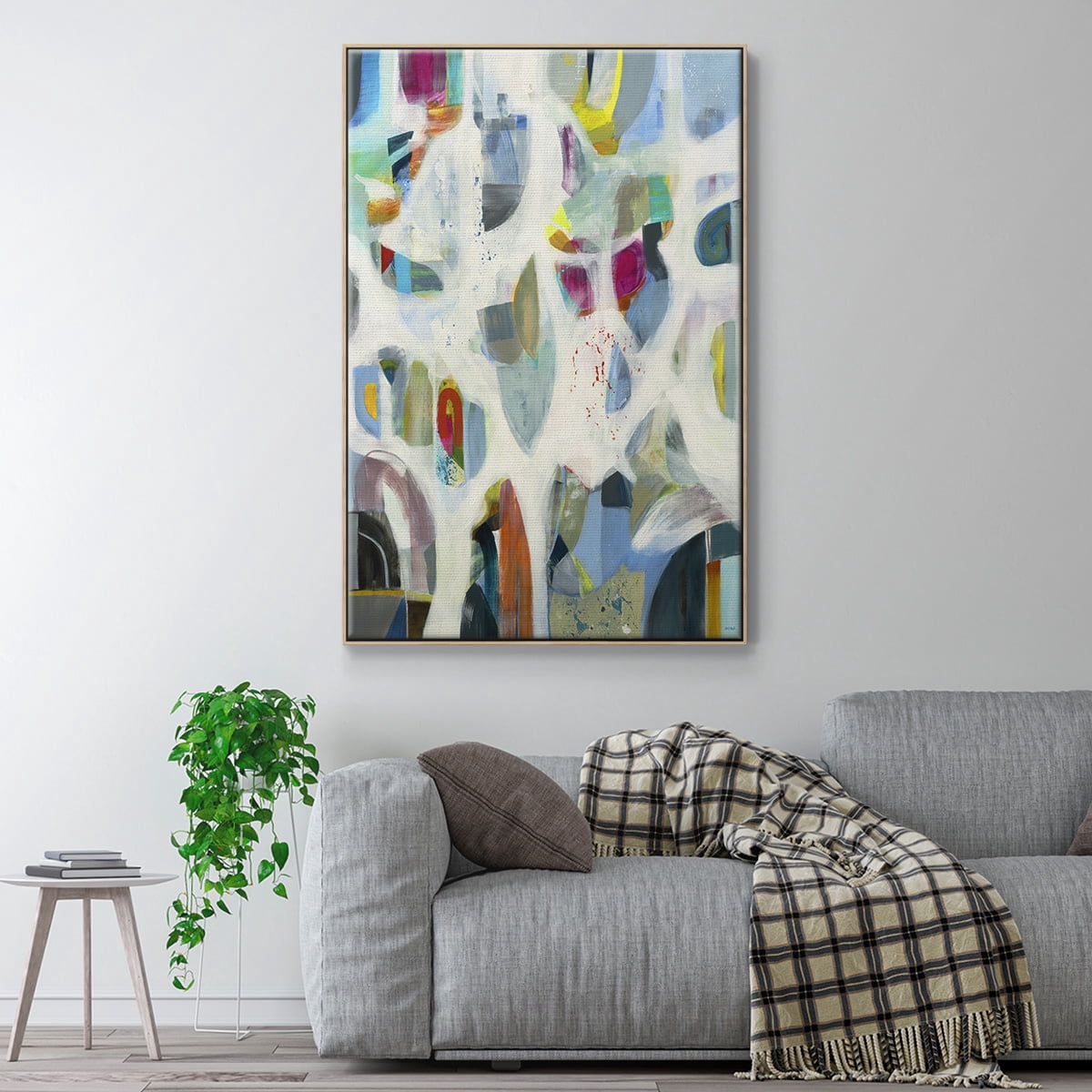 Interaction Framed Premium Gallery Wrapped Canvas - Ready to Hang - 25 x 37 - Natural Wood Floating Frame