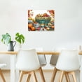 thumbnail image 2 of Fall Thanksgiving Canvas Wall Art Rural Orange Pumpkin in the Cart Maple Leaves Wall Art Autumn Thanksgiving Wall Art Home Decor Framed for Bedroom Living Room Easy to Hang,20x16 Inches, 2 of 5