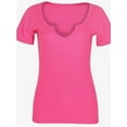 thumbnail image 3 of Women Tops V Neck Shirts Short Sleeve Casual Ribbed Slim Fitted T Shirts for Summer, 3 of 7