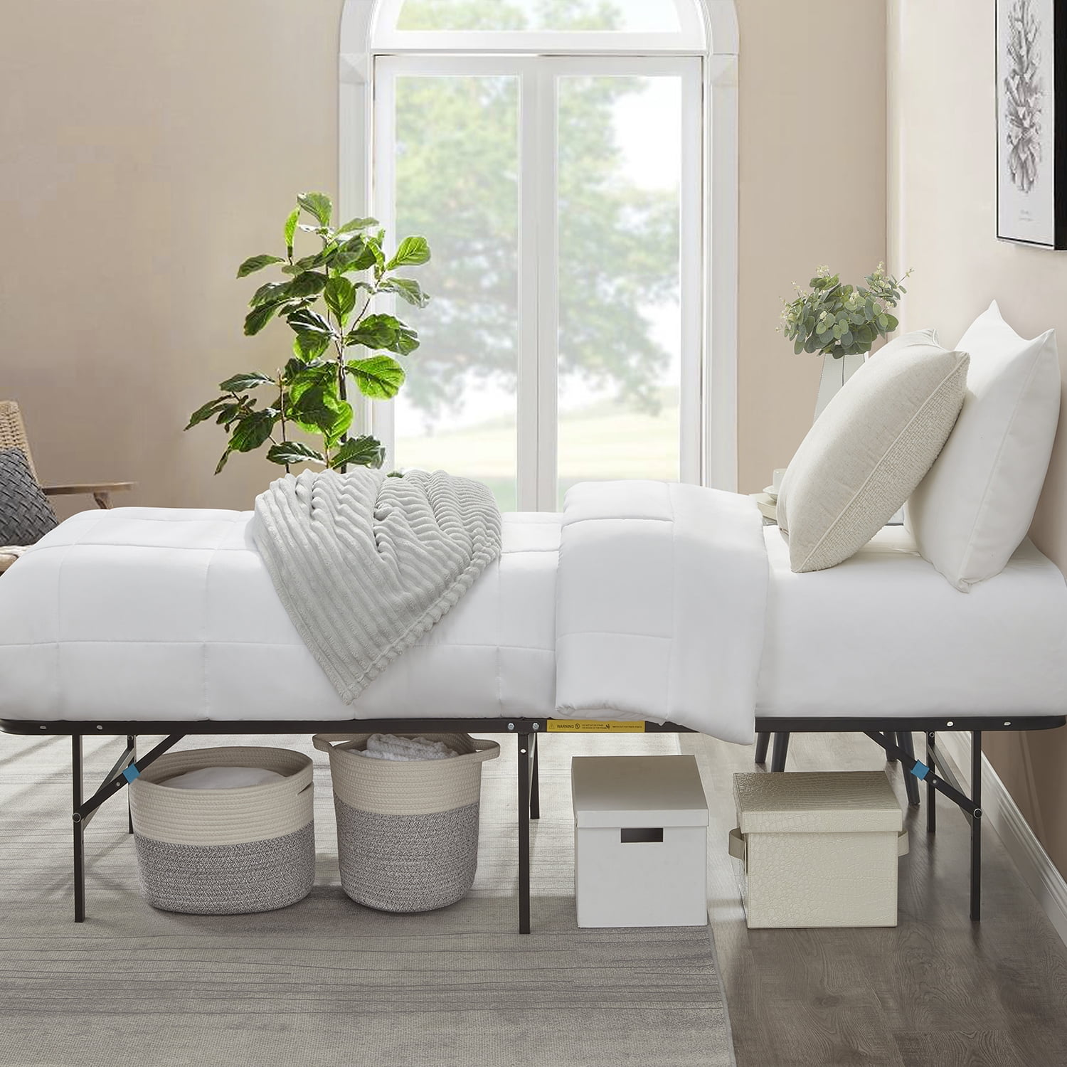 Lammaloe Foldable Twin XL Bed Frame with 14" Storage, Metal Platform Foldable Bed Base, No Box Spring Required, Tool Free Assembly
