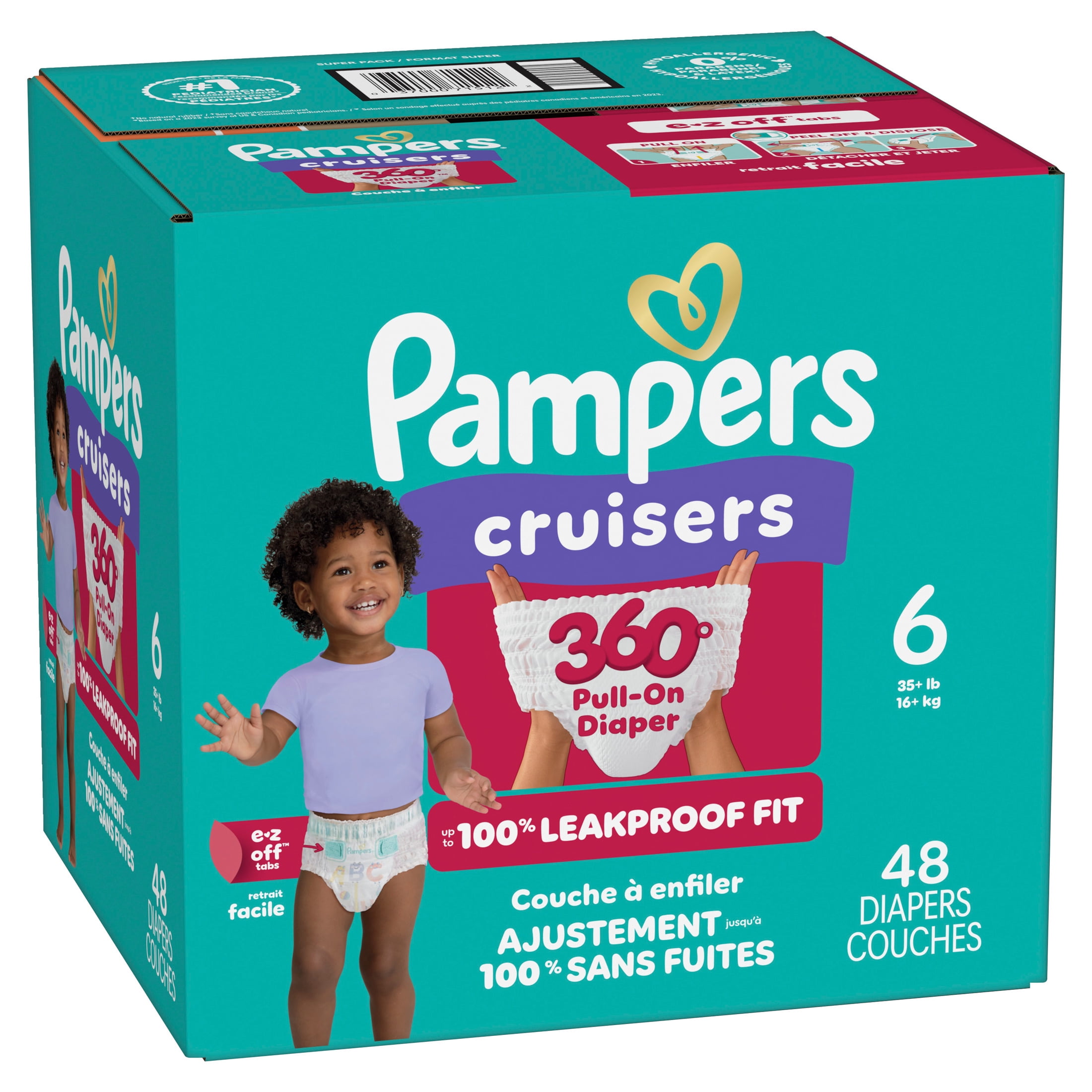 Free Shipping! Pampers Cruisers 360 Diapers Size 6 48 Count Up to
