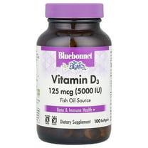 Bluebonnet Nutrition Vitamin D3, 125 mcg (5,000 IU), 100 Softgels