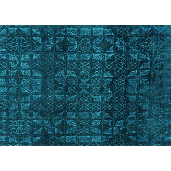 Ahgly Company Indoor Rectangle Abstract Turquoise Blue Modern Area Rugs, 7' x 9'