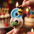 thumbnail image 4 of Birthday Candle Number Island Style Blue White Brown with Sun and Tree Cartoon Creative Party Cake Topper Decoration, Tropical Numeric Candle for Celebration, Paradise Themed Cake Decor, 4 of 6
