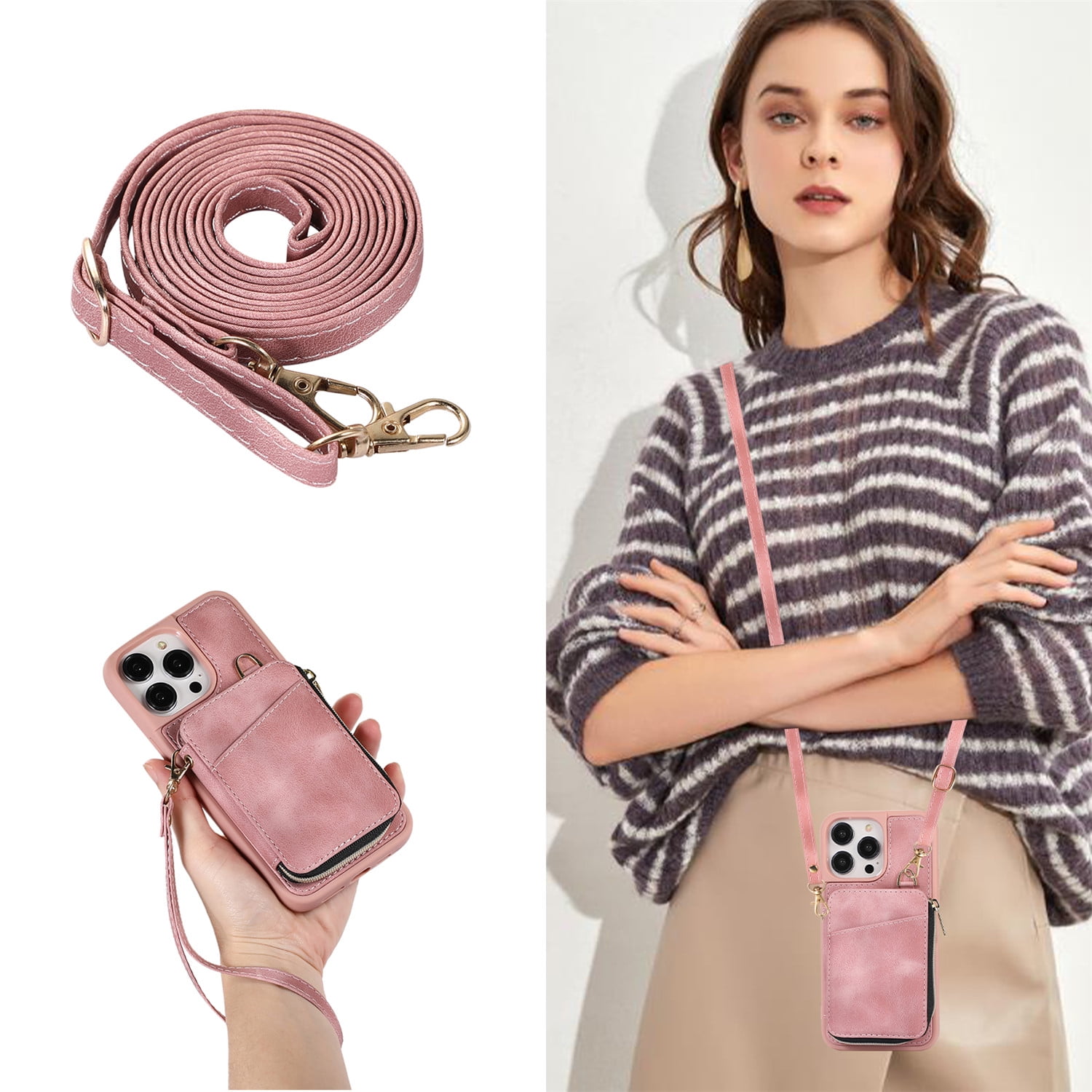 Allytech Zipper Wallet Case for iPhone 14 Pro Max, Handbag Phone Case