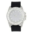 thumbnail image 3 of Charles Raymond Baguette Cut Crystal Blinged Out Mens Wristwatch & Iced Out Necklace & Bracelet - Reasonable Doubt This is The Timepiece & Jewerly to Flaunt The Wealth -ST10372NB Blk Rubber SLV, 16", 3 of 7