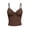 Coffee, variant on Women's Crop Tank Top with Built in Bra V Neck Ruched Cami Form Fitting Sleeveless Summer Top